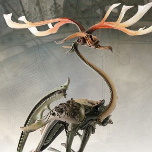 Manas SUM Bronze Crane with Antlers Statue